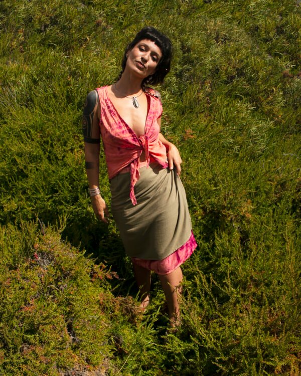 Blusa tirantes nudo reversible rosa