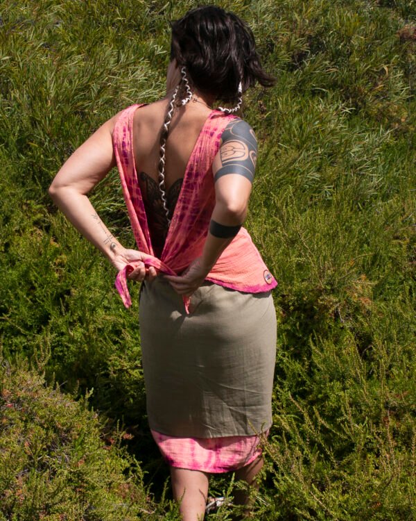 Blusa tirantes nudo reversible rosa - Image 3